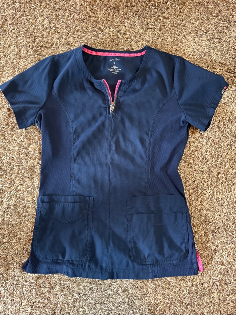 Koi Navy Zip-Front Scrub Top